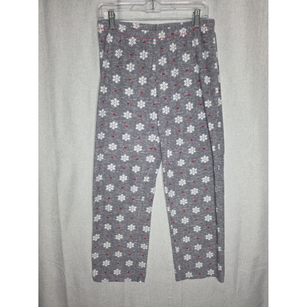 Laura Ashley Pajama Set Medium M Gray Snowflake Ribbed Knit Henley Thermal PJ